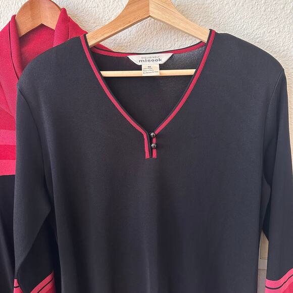 Exclusively Misook Set of two Top Long Sleeves Sweater Colorblock Women's Sz M - Picture 5 of 13